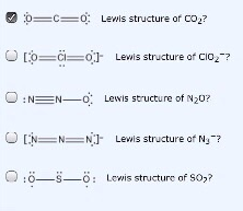 Triatomic Molecules and Ions of the drawings shown below, select all and only those which are acceptable Lewis diagrams for the species indicated.