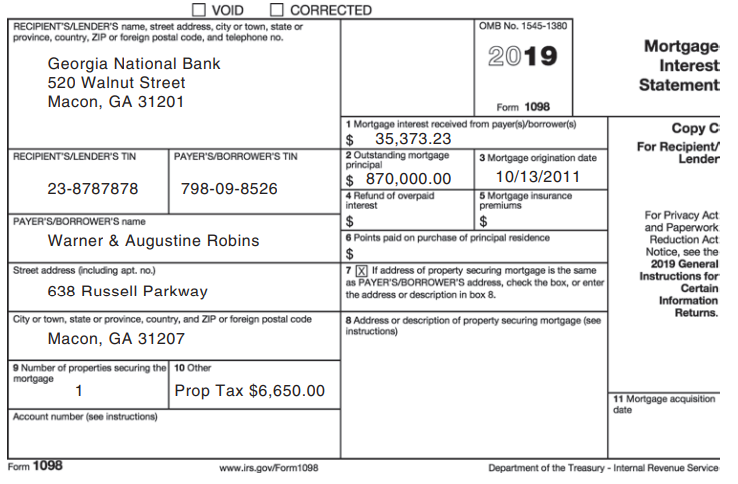 Warner and Augustine Robins, both 33 years old, have been married for 9 years and have no dependents. Warner is the president of Dragon Lady Corporation located in Macon. The Dragon Lady stock is owned 40 percent by Warner, 40 percent by Augustine, and 20 percent by Warner’s father. Warner and Augustine received the following tax documents:
The Robins paid the following amounts (all can be substantiated):
The tax basis for the donated painting is $25,000 and the painting has been owned by Warner and Augustine for 5 years. Dragon Lady does not cover health insurance for its employees. In addition to Warner and Augustine’s health insurance premiums shown above, Augustine required surgery which cost $6,654 for which only $3,002 was covered by insurance. Warner had to drive Augustine 150 miles each way to a surgical center. On January 1, 2019, Warner sold land to Dragon Lady Corporation for $75,000. He acquired the land 5 years ago for $160,000. No Form 1099-B was filed for this transaction. Dragon Lady Corporation does not have a qualified pension plan or Section 401(k) plan for its employees. Therefore, Warner deposited $12,000 ($6,000 each) into traditional IRA accounts for Augustine and himself (neither are covered by a qualified plan at work).
Required: Complete the Robins’ federal tax return for 2019. Use Form 1040, Schedule 1, Schedule A, Schedule D, and Form 8949 to complete this tax return. Make realistic assumptions about any missing data and ignore any alternative minimum tax. Do not complete Form 8283, which is used when large noncash donations are made to charity.