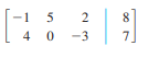 Write the system of linear equations that is represented by the augmented matrix. Assume that the variables are x1, x2,c .