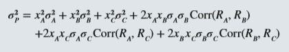 You have a three-stock portfolio. Stock A has an expected return of 12 percent and a standard deviation of 41 percent, stock B has an expected return of 16 percent and a standard deviation of 58 percent, and stock C has an expected return of 13 percent and a standard deviation of 48 percent. The correlation between stocks A and B is .30, between stocks A and C is .20, and between stocks B and C is .05. Your portfolio consists of 45 percent stock A, 25 percent stock B, and 30 percent stock C. Calculate the expected return and standard deviation of your portfolio. The formula for calculating the variance of a three-stock portfolio is